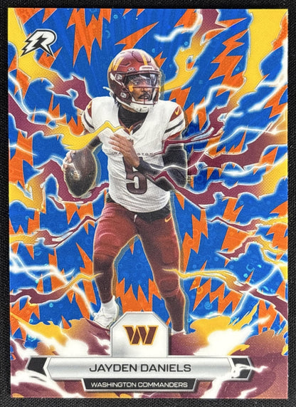 Jayden Daniels 2025 Topps Resurgence Blue and Orange Spark Refractor Commanders