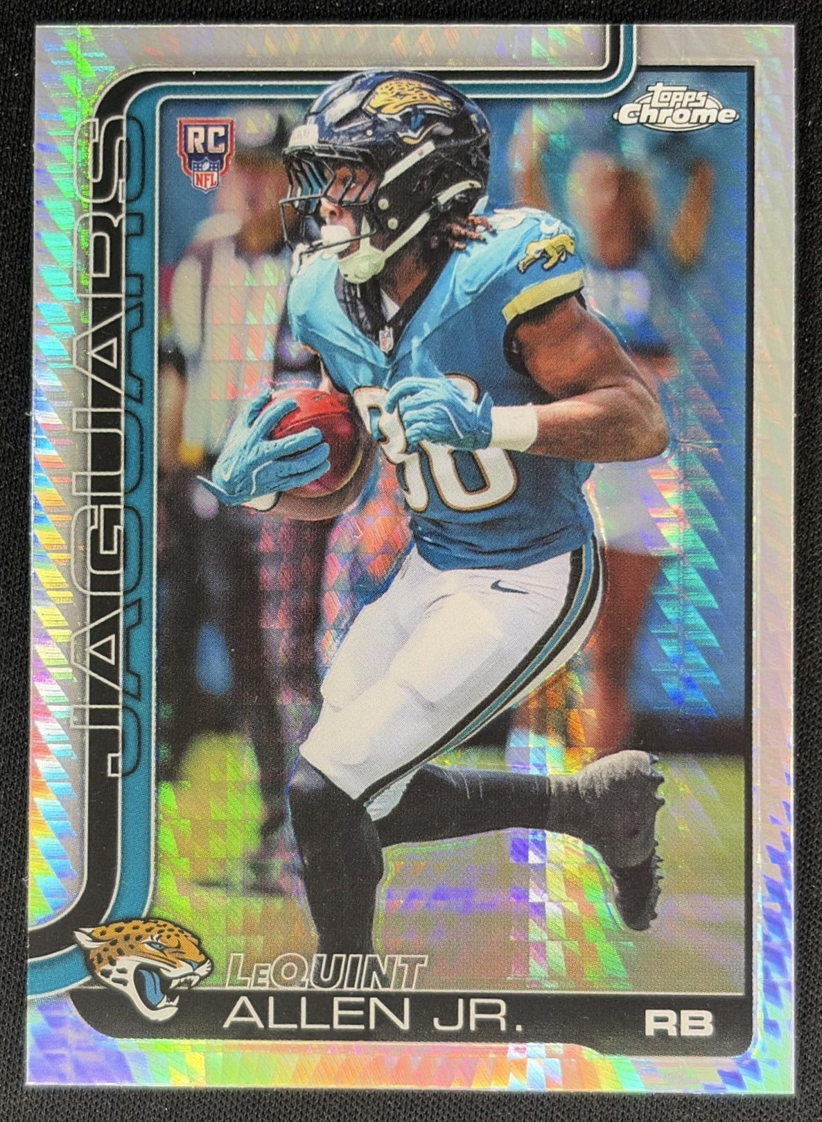 LeQuint Allen Jr. 2025 Topps Chrome Rookie Prism Refractor Jaguars front