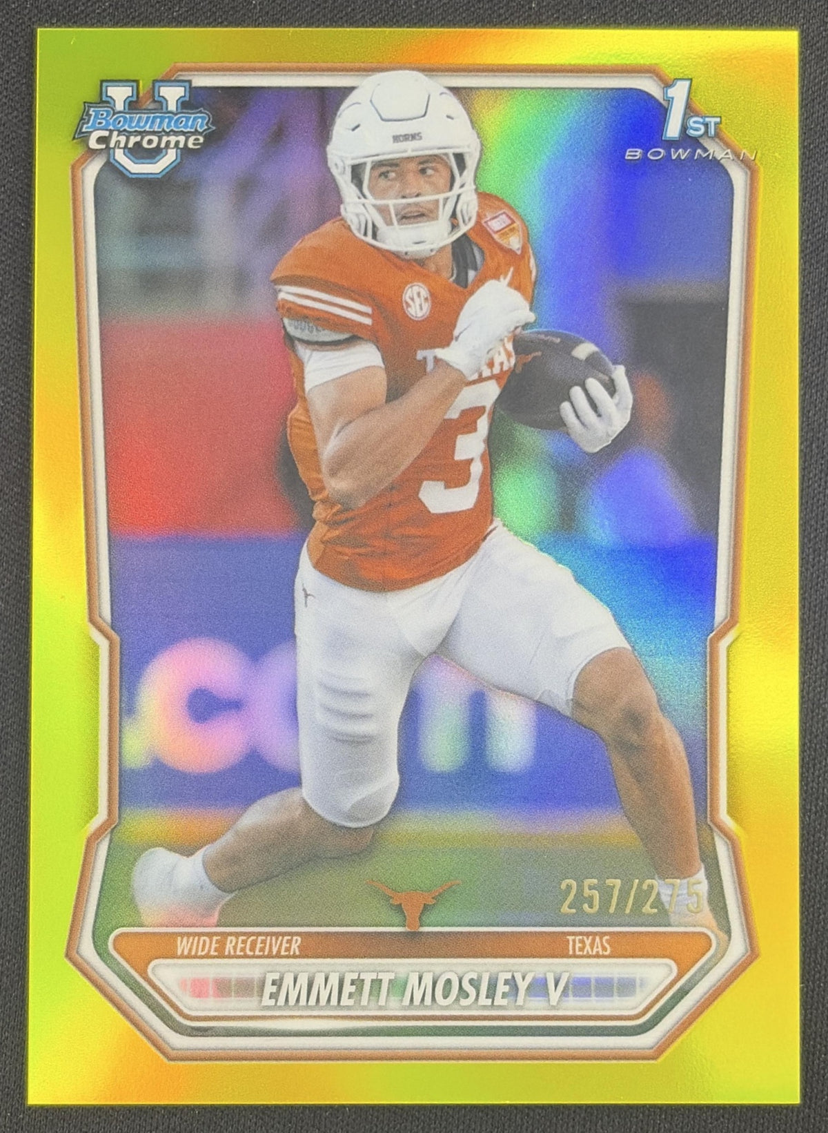 Emmett Mosley V 2026 Bowman Chrome Prospects Yellow Refractor /275 Longhorns