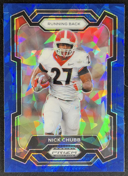 Nick Chubb 2024 Panini Prizm Collegiate Draft Picks Blue Ice /99 Bulldogs