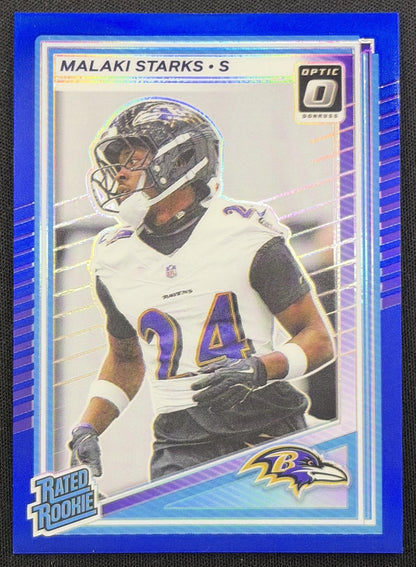 Malaki Starks 2025 Panini Donruss Optic Rated Rookie Blue Prizm /249 Ravens