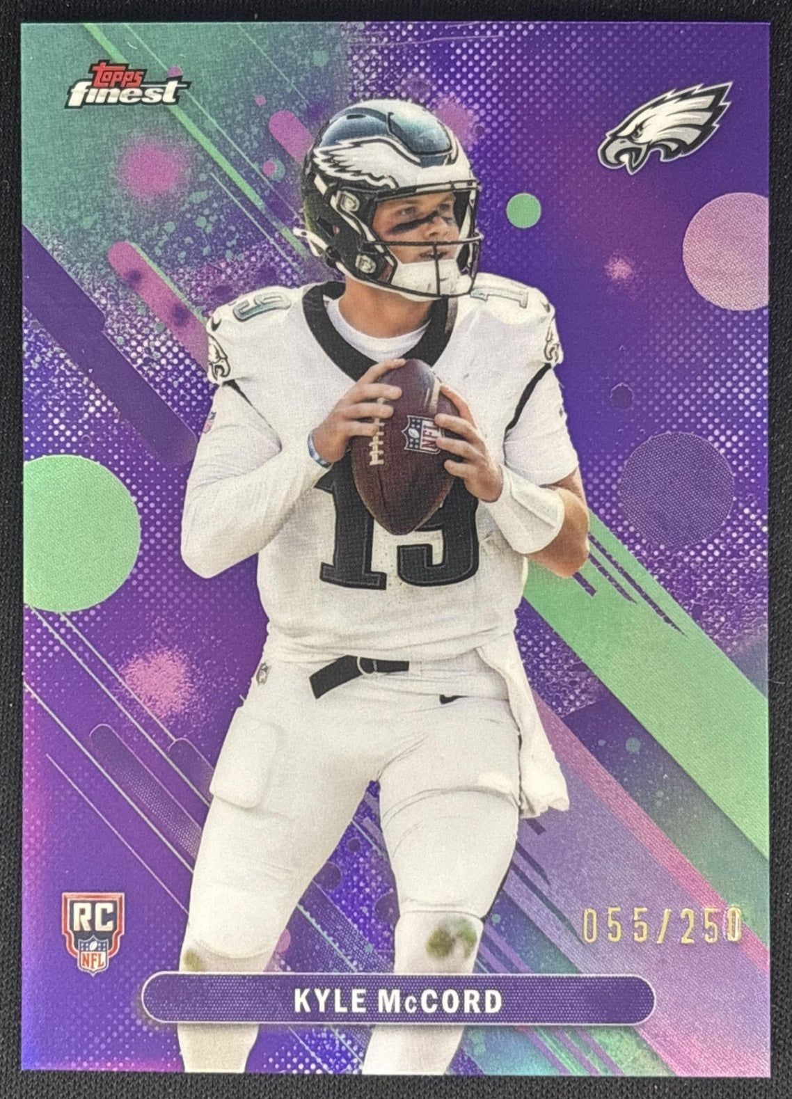 Kyle McCord 2025 Topps Finest Purple Refractor /250 Eagles front