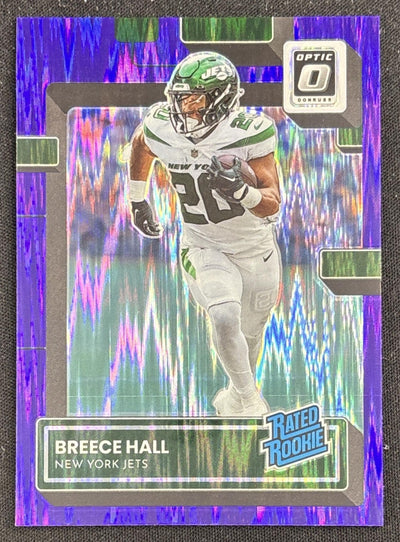 Breece Hall 2022 Panini Donruss Optic Purple Shock Jets Sports Trading Card
