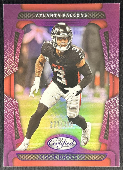 Jessie Bates III 2025 Panini Certified Mirror Purple /299 Falcons front