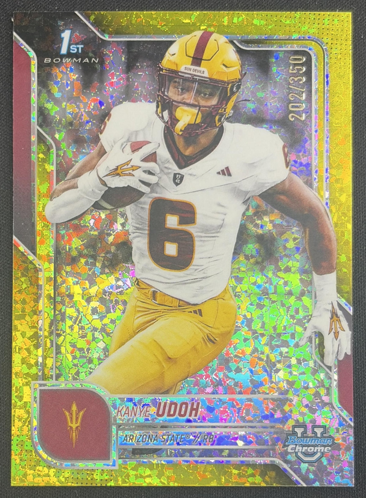 Kanye Udoh 2025 Bowman Chrome University Prospects Yellow Mini-Diamond Refractor /350 Sun Devils Arizona State Sun Devils