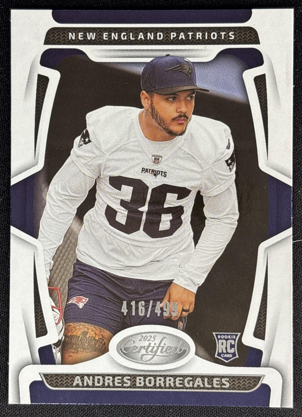 Andres Borregales 2025 Panini Certified Rookies /499 Patriots Sports Trading Cards
