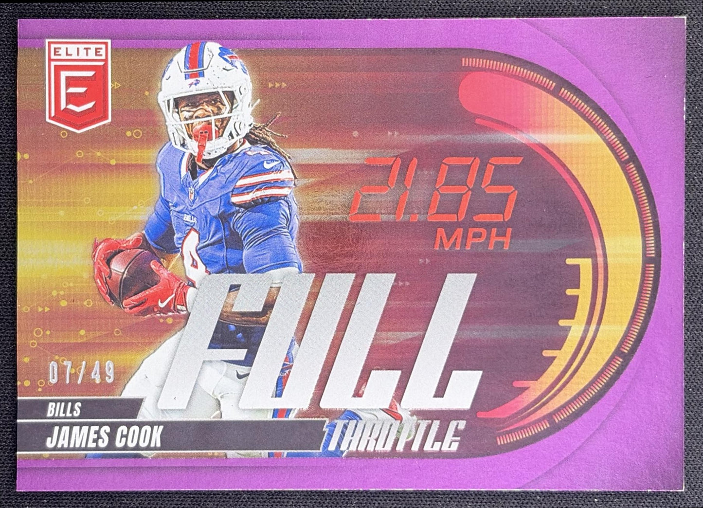James Cook 2025 Panini Donruss Elite Full Throttle Purple /49 Bills Buffalo Bills