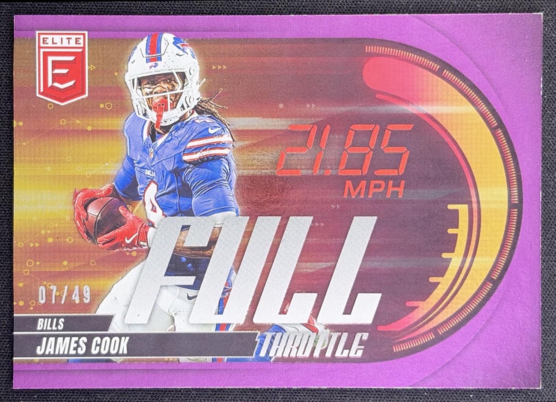 James Cook 2025 Panini Donruss Elite Full Throttle Purple /49 Bills Buffalo Bills