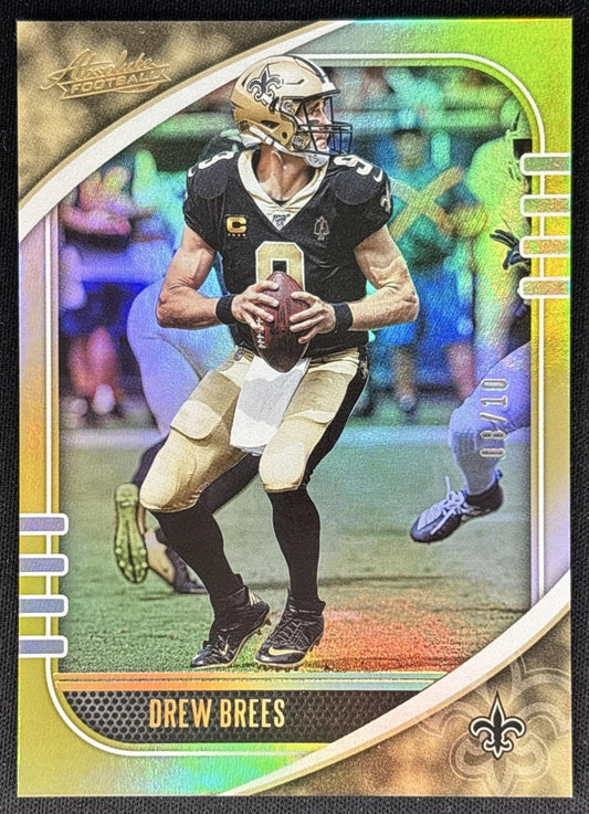 Drew Brees 2020 Panini Absolute Spectrum Gold /10 Saints Sports Trading Cards