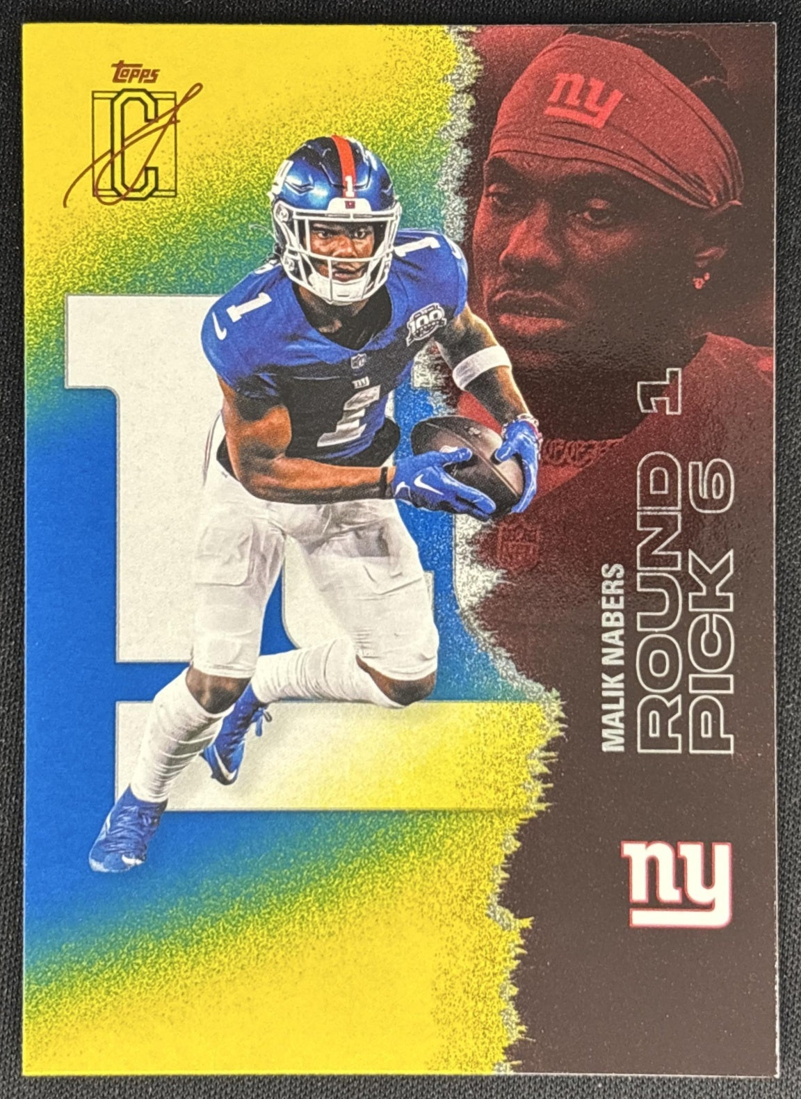 Malik Nabers 2025 Topps Signature Class Veteran Blue & Yellow Foil Giants front
