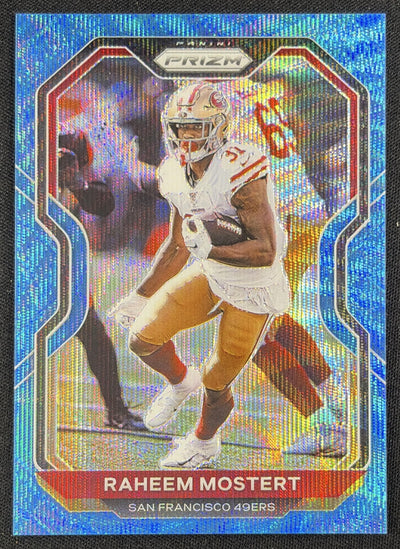 Raheem Mostert 2020 Panini Prizm Blue Wave /199 49ers Sports Trading Card