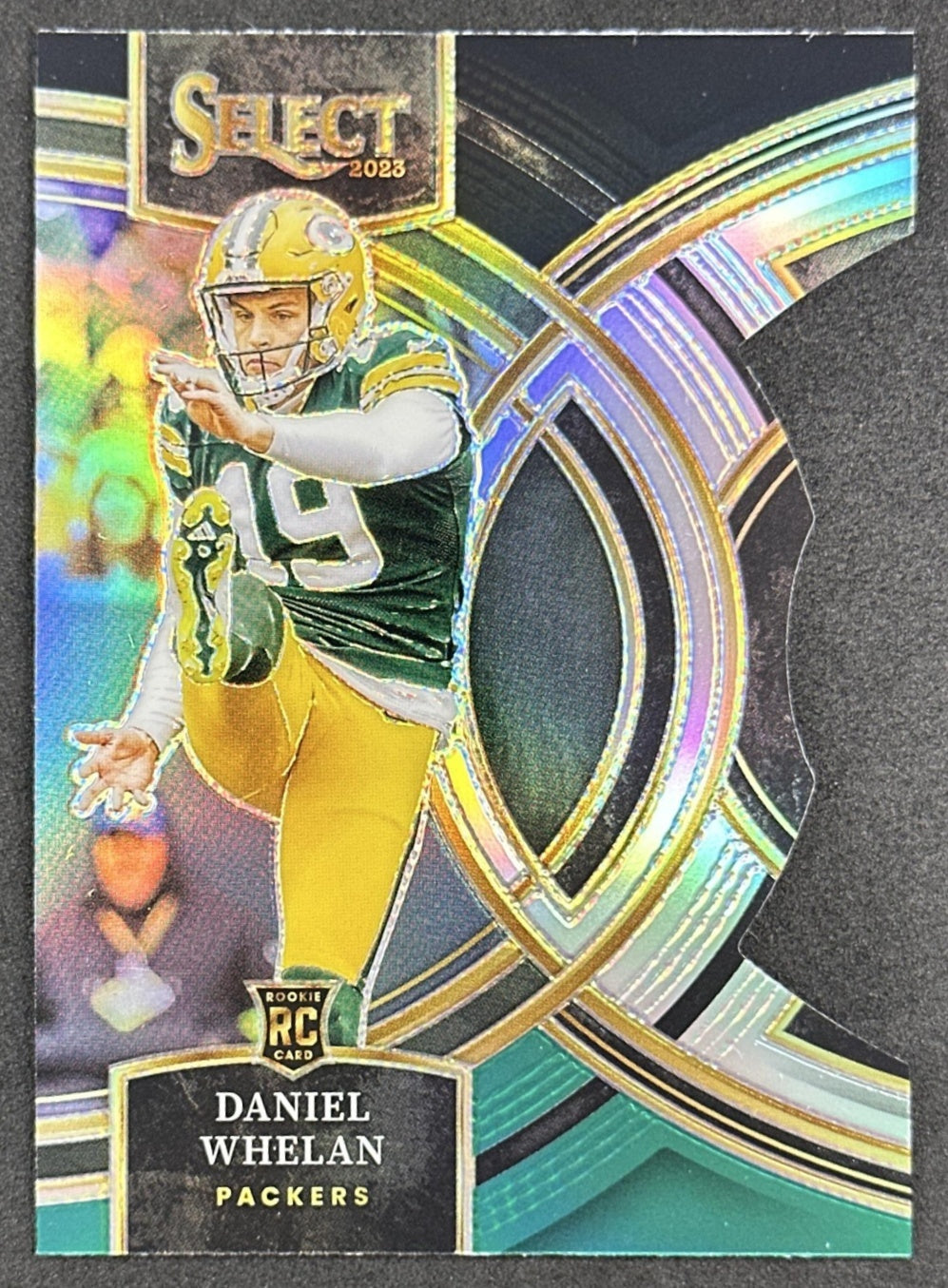 Daniel Whelan 2023 Panini Select Black and Green Prizms Die Cut Packers front sports trading card