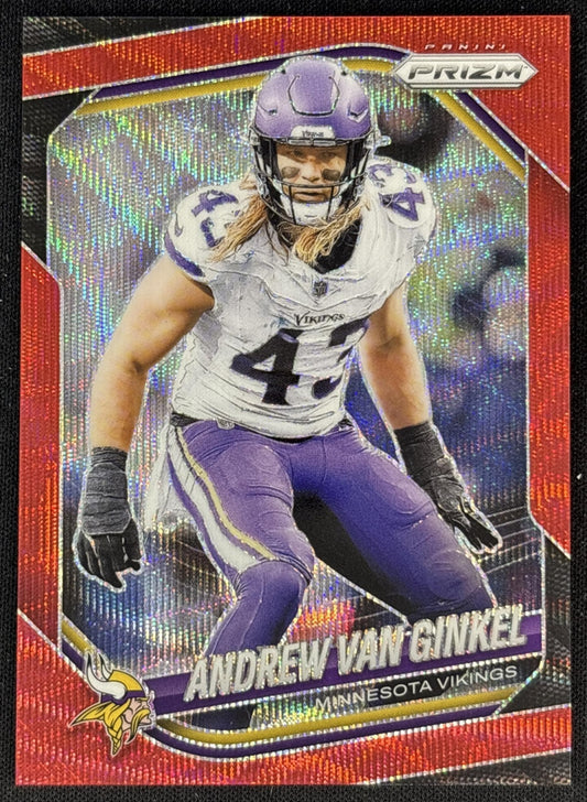 Andrew Van Ginkel 2025 Panini Prizm Red Wave /149 Vikings Sports Trading Card