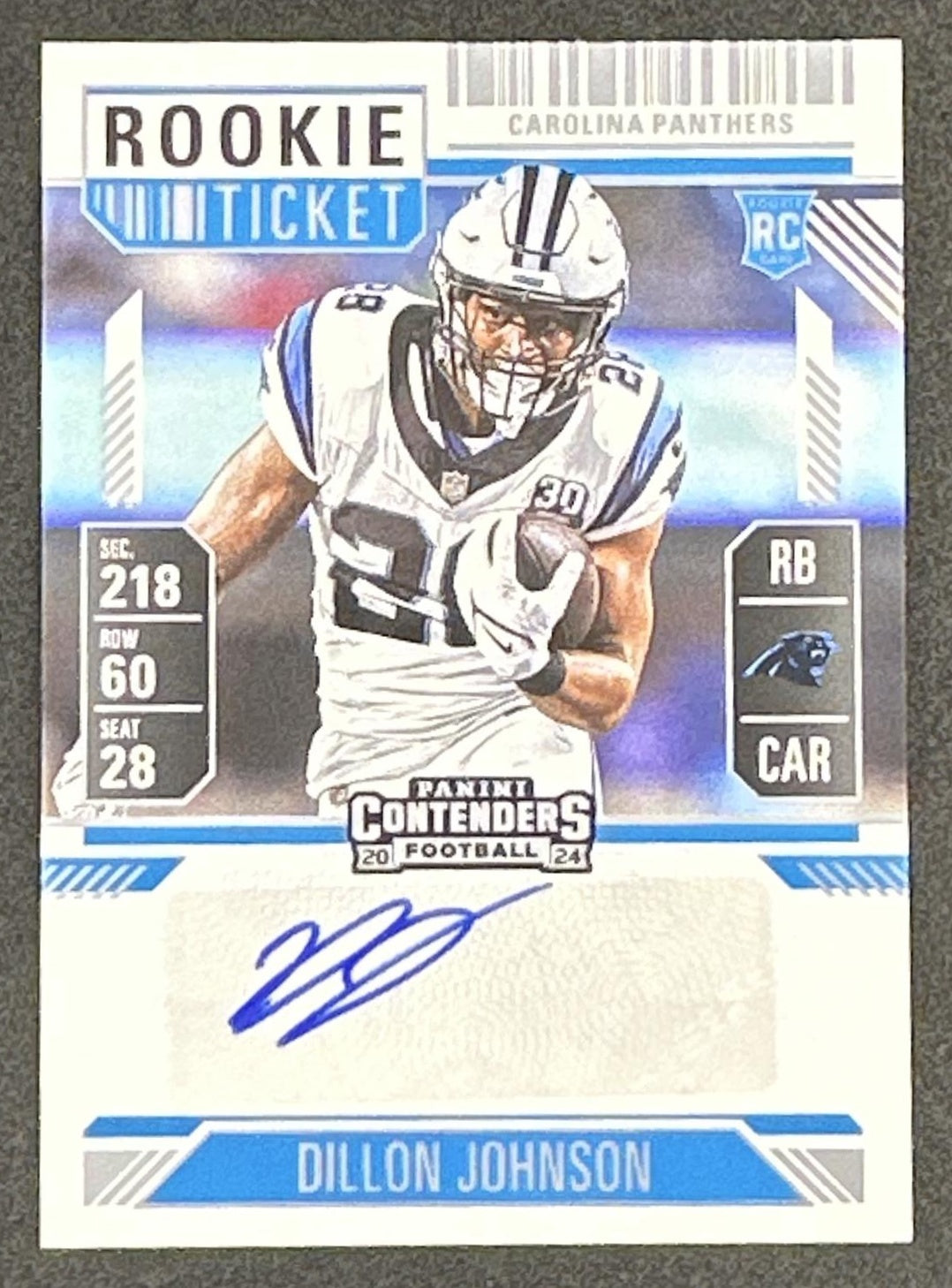 Dillon Johnson 2024 Panini Contenders Rookie Ticket Auto Panthers