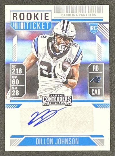 Dillon Johnson 2024 Panini Contenders Rookie Ticket Auto Panthers