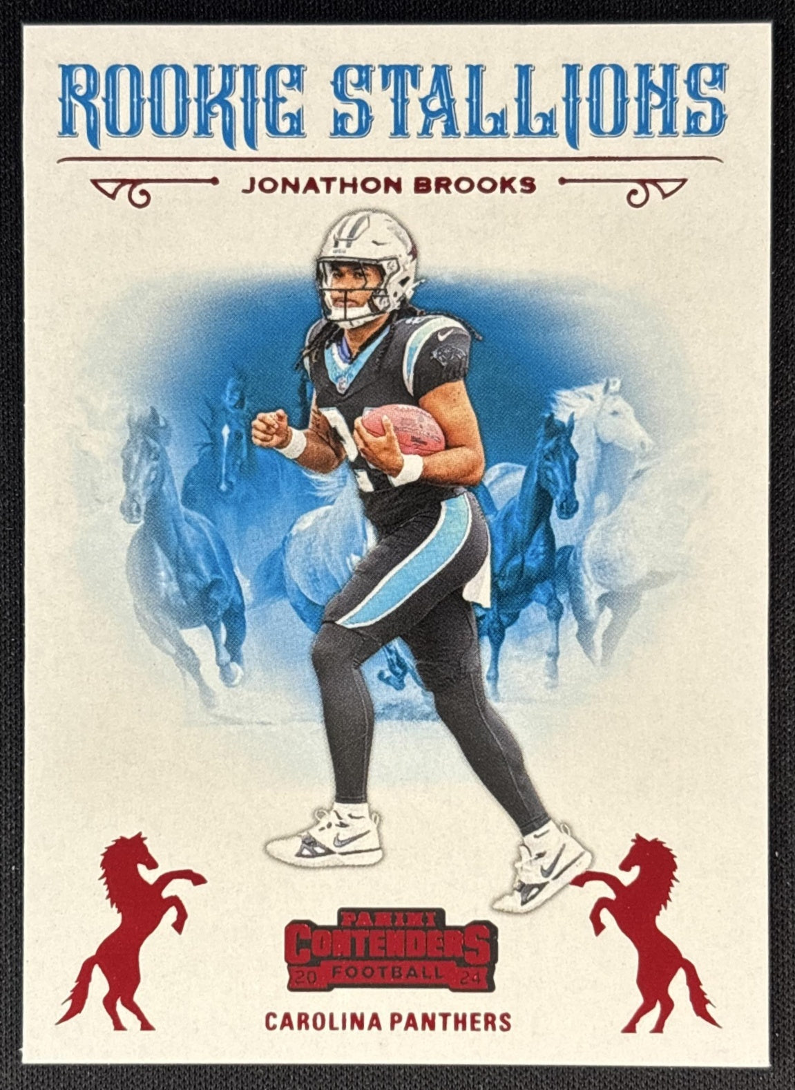 Jonathon Brooks 2024 Panini Contenders Rookie Stallions Red Panthers front