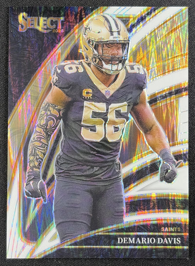 Demario Davis 2025 Panini Select Club Level White Prizm Shock /799 Saints Sports Trading Card