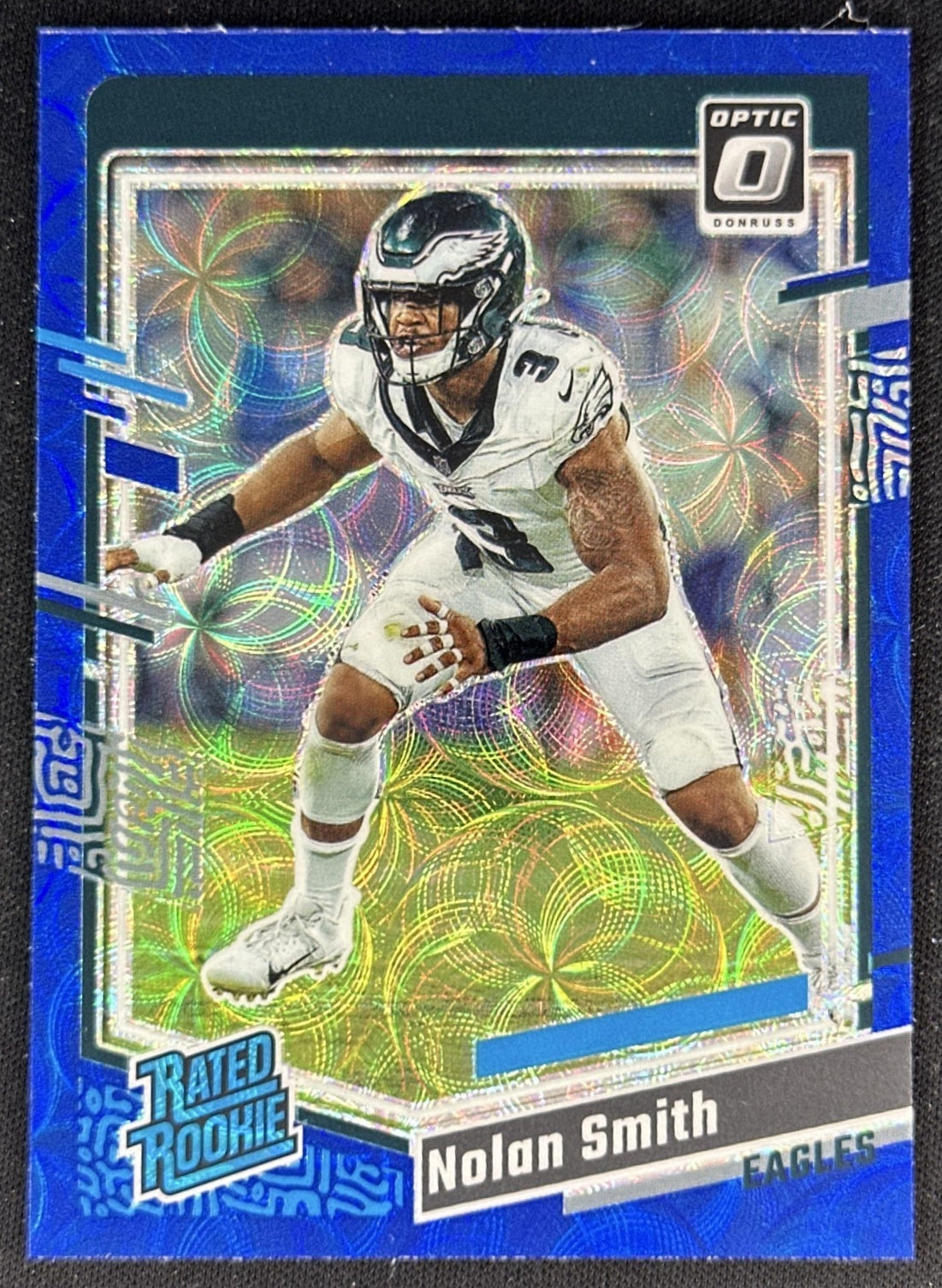 Nolan Smith 2023 Panini Donruss Optic Blue Scope Prizm Eagles front