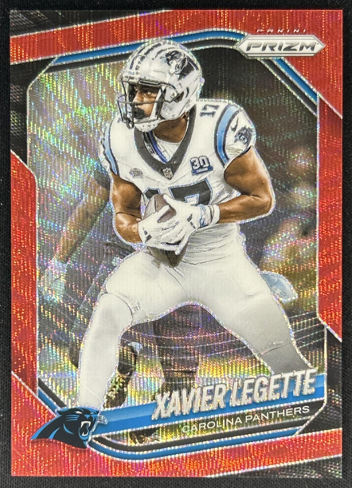 Xavier Legette 2025 Panini Prizm Red Wave /149 Panthers Front