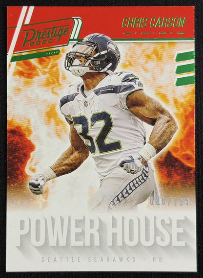 Chris Carson 2020 Panini Prestige Power House Xtra Points Green /199 Seahawks