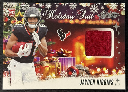 Jayden Higgins 2025 Panini Absolute Holiday Suit Texans