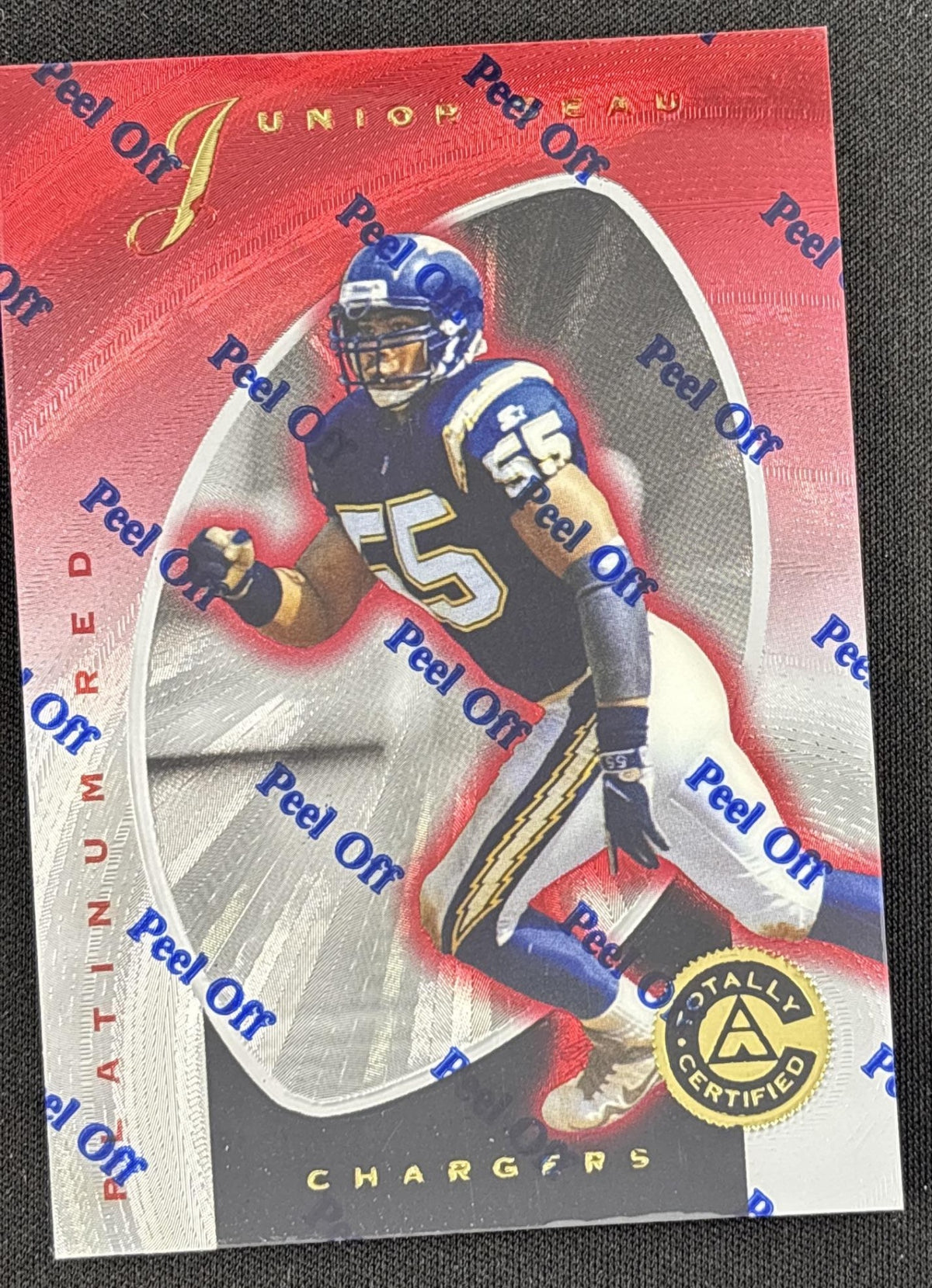 Junior Seau 1997 Pinnacle Totally Certified Platinum Red /4999 Chargers