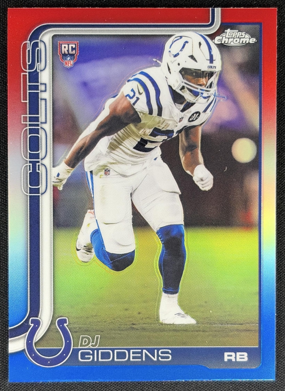 DJ Giddens 2025 Topps Chrome Rookie Red/White/Blue Refractor Colts