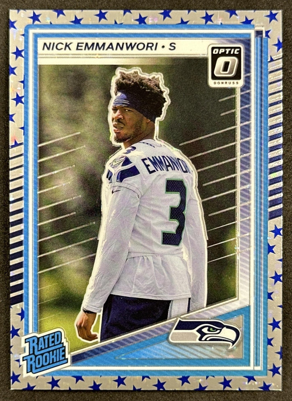 Nick Emmanwori 2025 Panini Donruss Optic Rated Rookie Stars Prizm Seahawks front