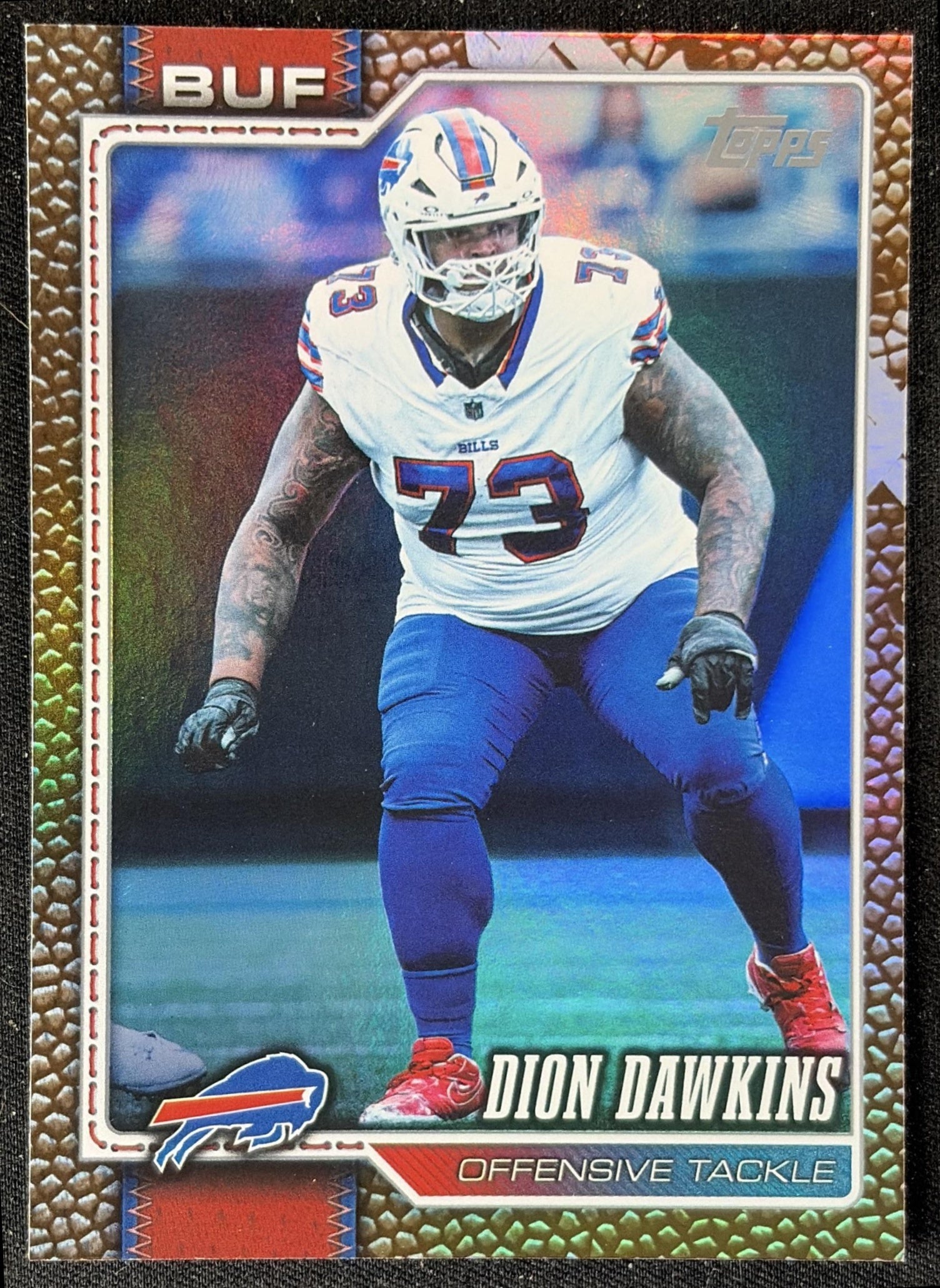 Dion Dawkins 2026 Topps Football Leather Foil Bills front