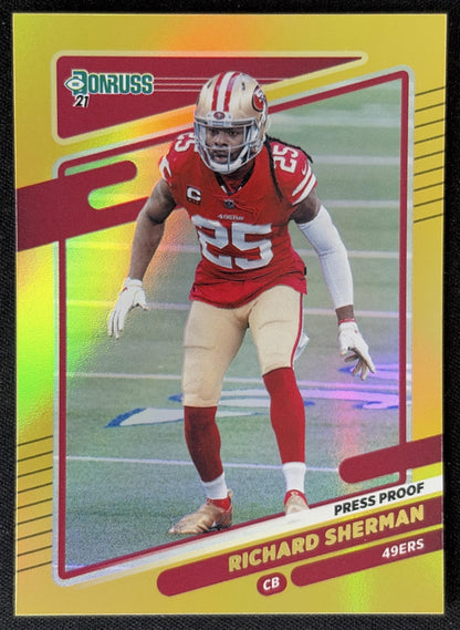 Richard Sherman 2021 Panini Donruss Press Proof Premium 49ers - San Francisco 49ers