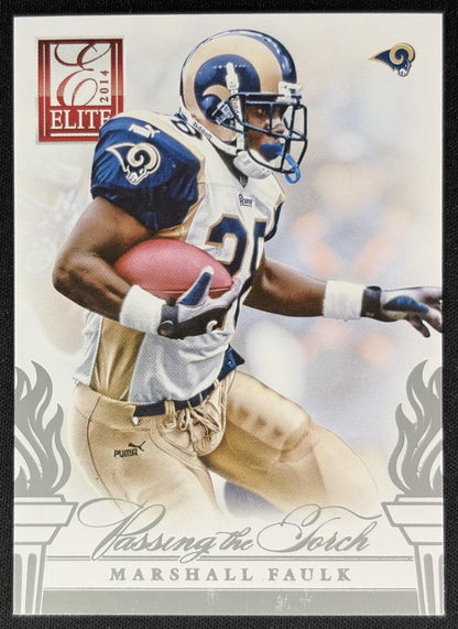 Marshall Faulk Zac Stacy 2014 Panini Elite Passing the Torch Silver Rams - Front