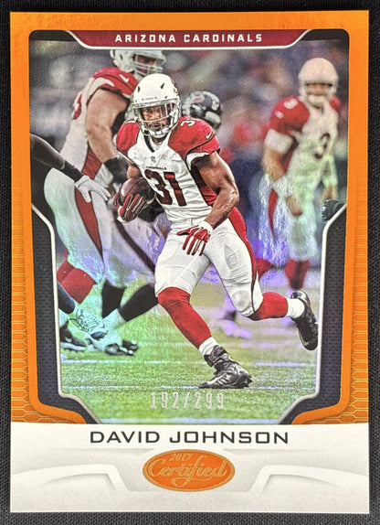 David Johnson 2017 Panini Certified Mirror Orange /299 Cardinals front
