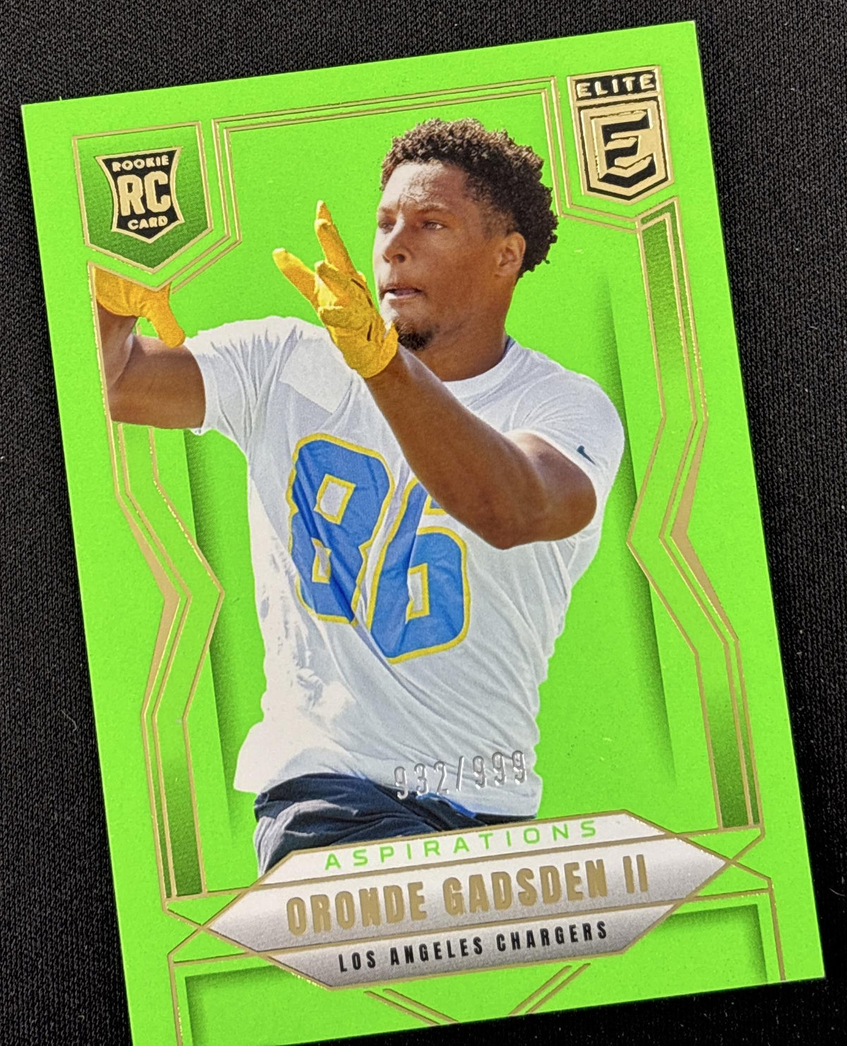 Oronde Gadsden II 2025 Panini Donruss Elite Rookies Aspirations Lime Green /999 Chargers