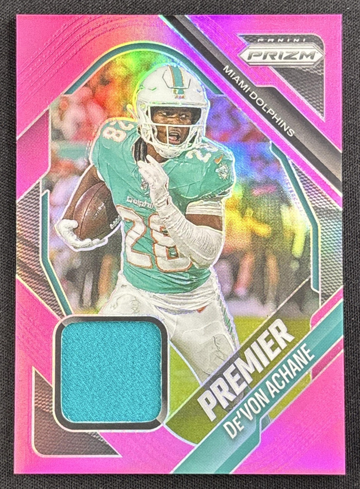 De'Von Achane 2025 Panini Prizm Premier Jerseys Pink Dolphins