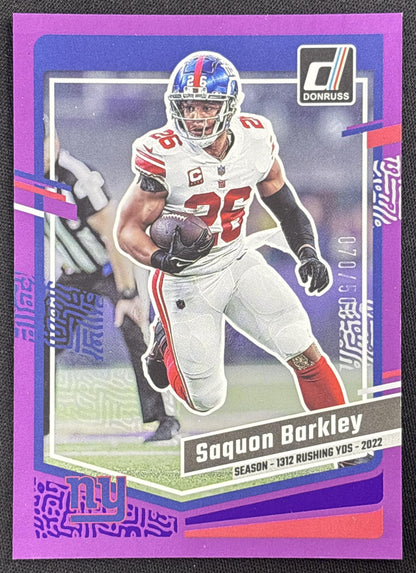 Saquon Barkley 2023 Panini Donruss Season Stat Line /500 Giants