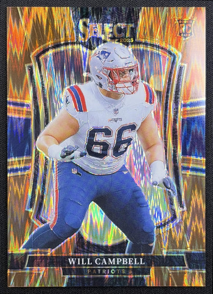 Will Campbell 2025 Panini Select Premier Level Copper Prizm Shock /899 Patriots