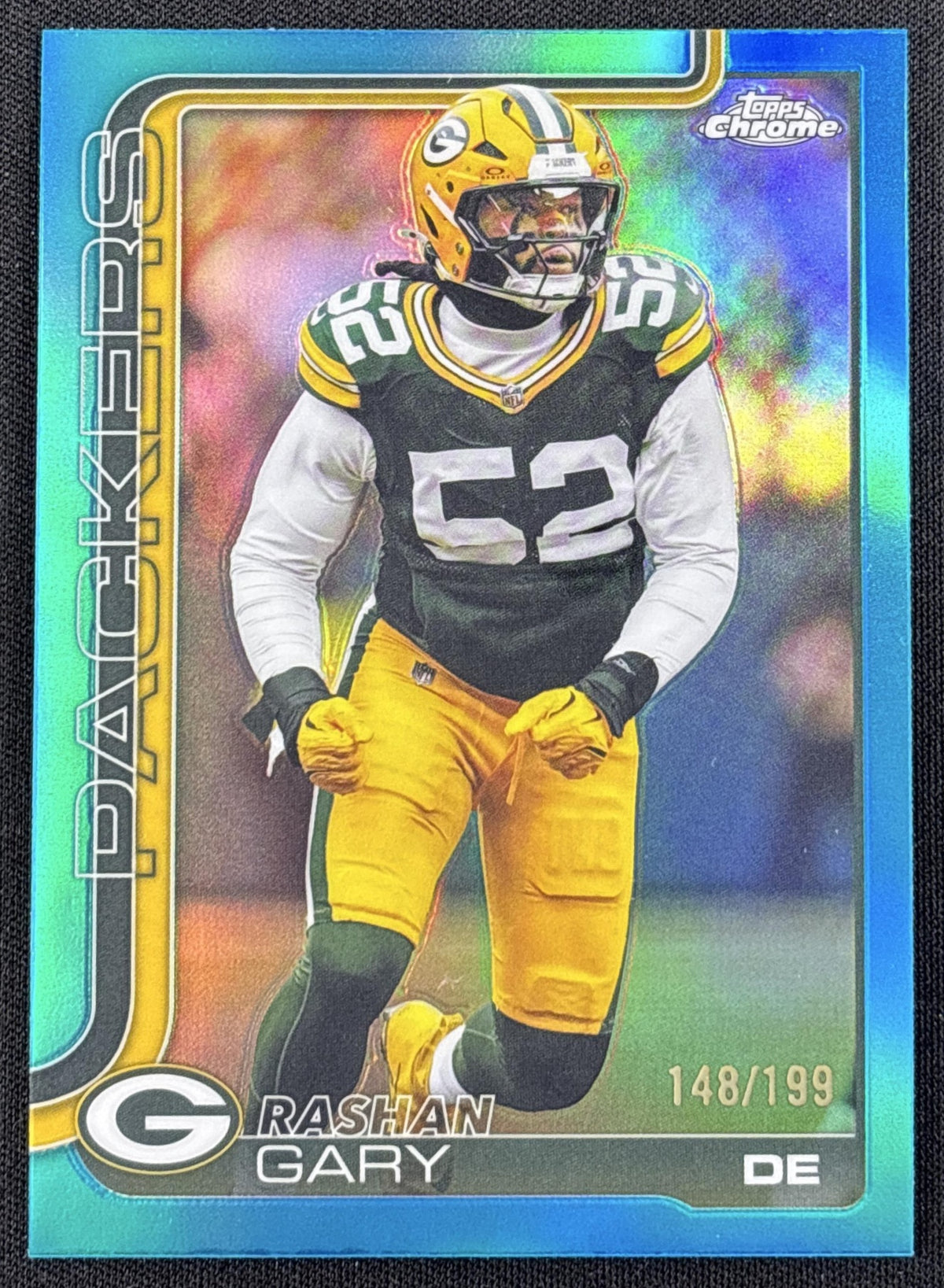 Rashan Gary 2025 Topps Chrome Aqua Refractor /199 Packers