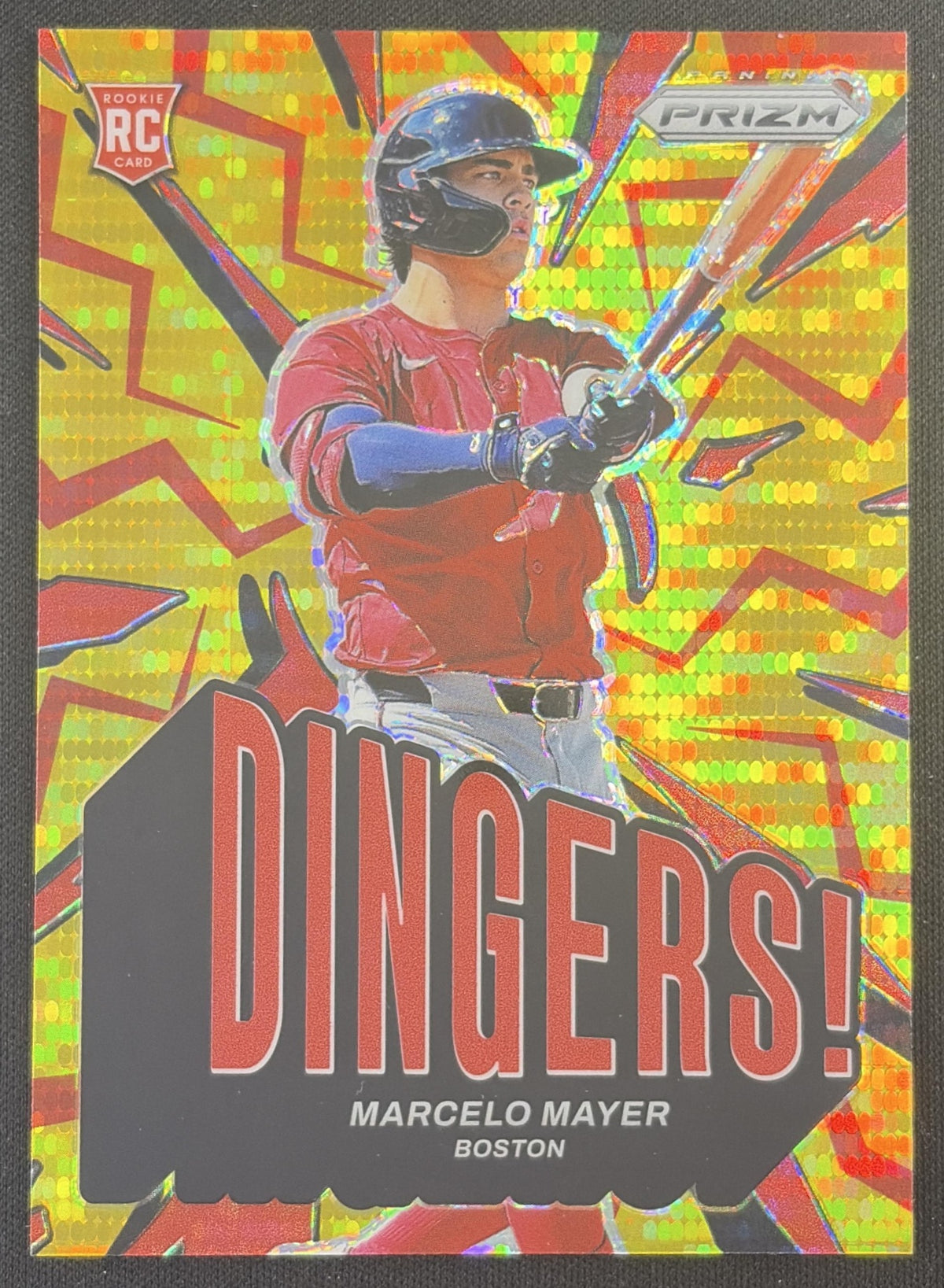 Marcelo Mayer 2025 Panini Prizm Dingers! Prizms Orange Pulsar /399 Red Sox Boston Red Sox Sports Trading Card