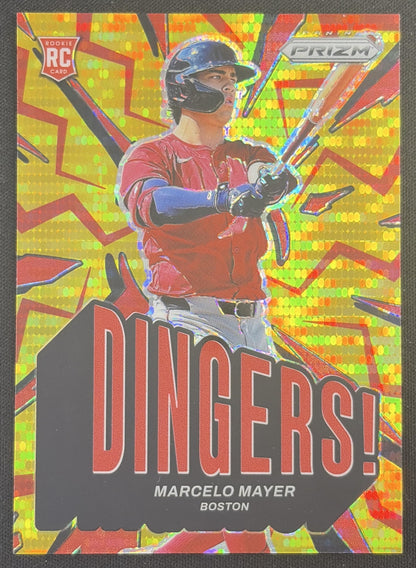 Marcelo Mayer 2025 Panini Prizm Dingers! Prizms Orange Pulsar /399 Red Sox Boston Red Sox Sports Trading Card