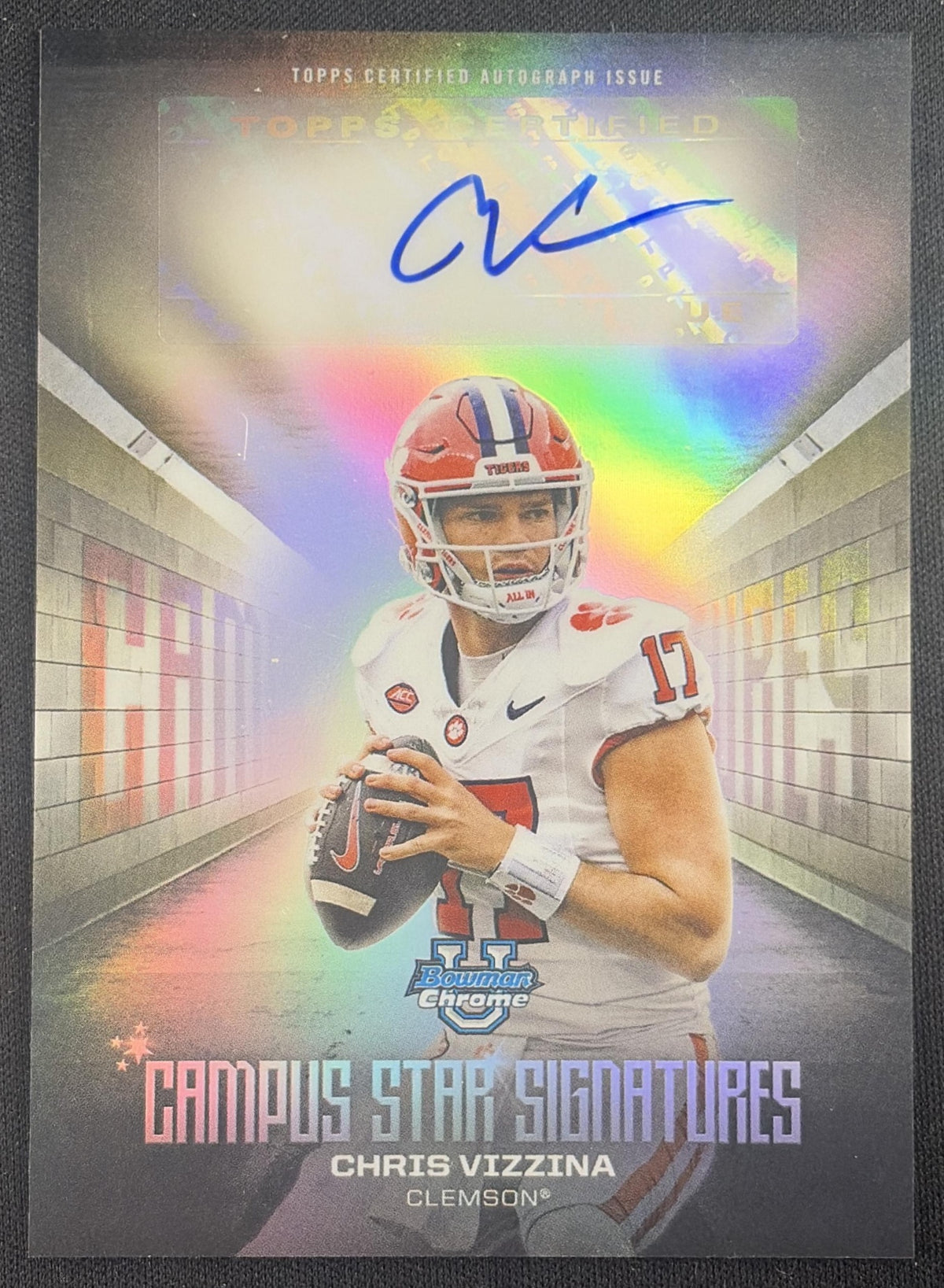 Christopher Vizzina 2025 Bowman Chrome University Campus Star Signature Refractor Tigers 2