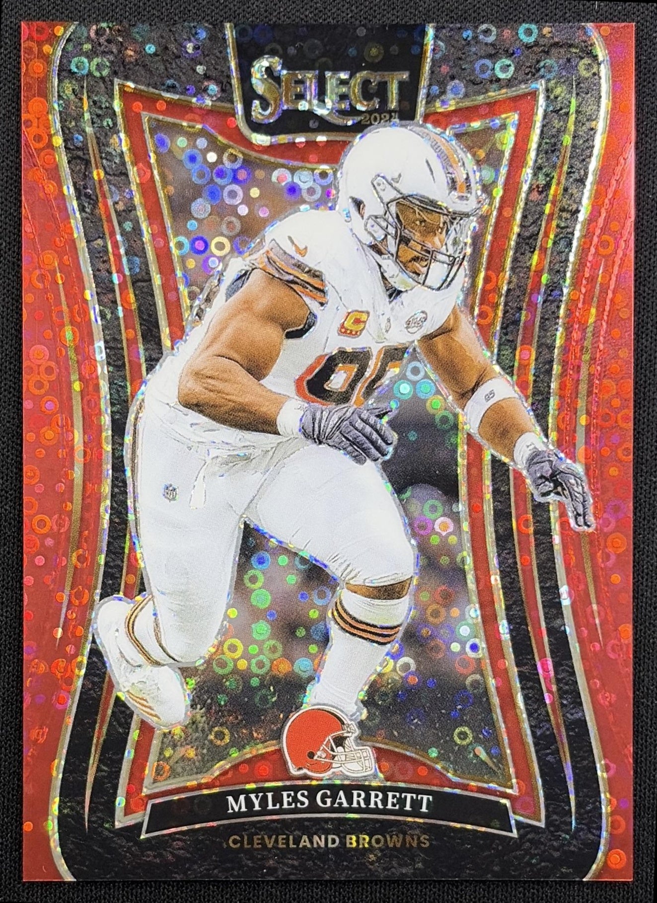 Myles Garrett 2024 Panini Select Suite Red Disco Prizm /49 Browns