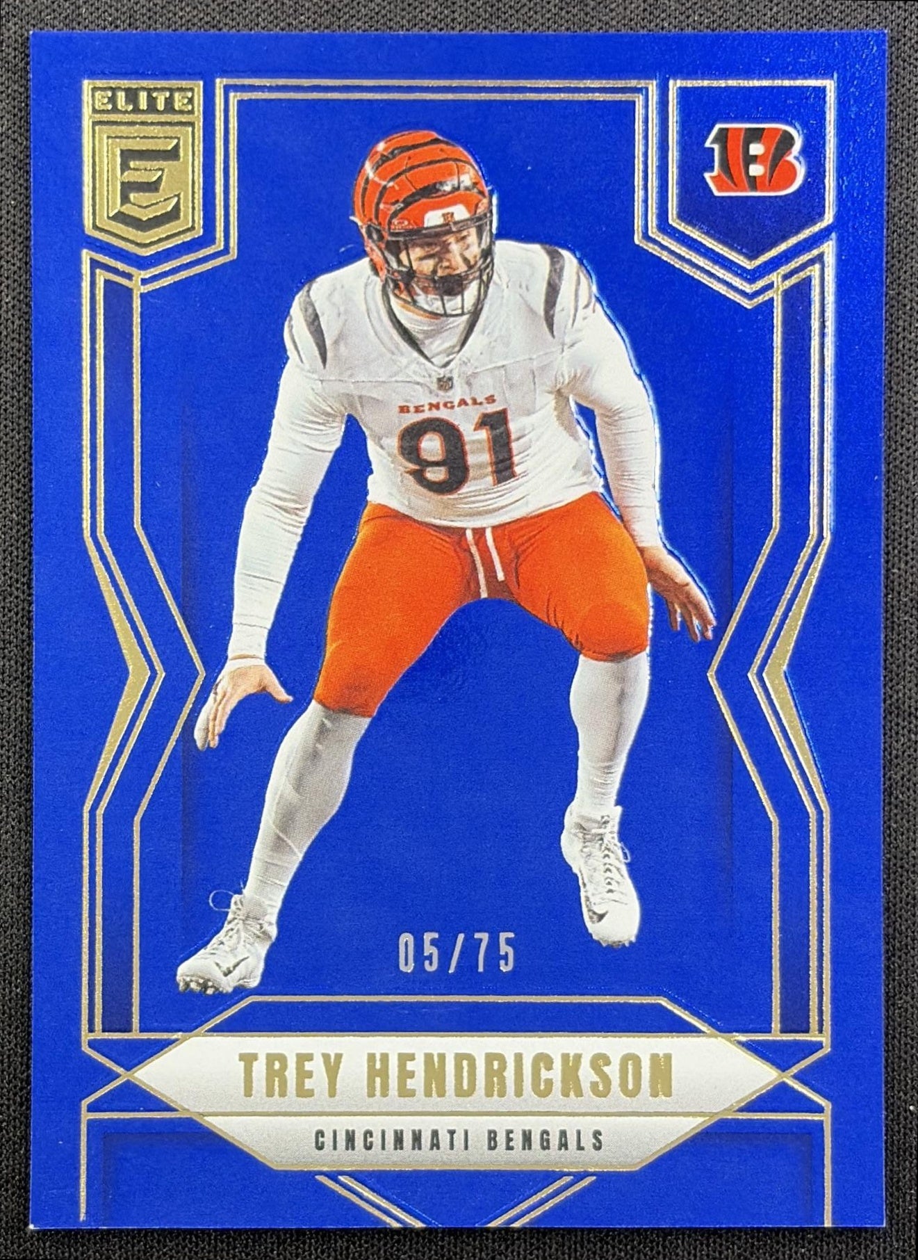 Trey Hendrickson 2025 Panini Donruss Elite Blue /75 Bengals front