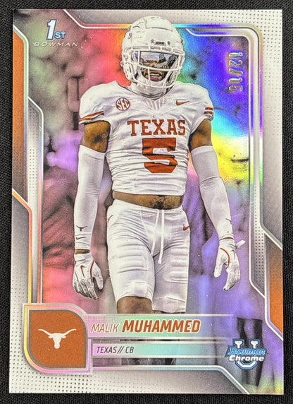 Malik Muhammad 2025 Bowman Chrome University Prospects White Refractor /15 Longhorns