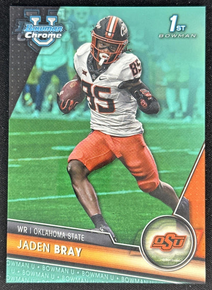 Jaden Bray 2023 Bowman University Chrome Aqua Refractor /299 Cowboys front