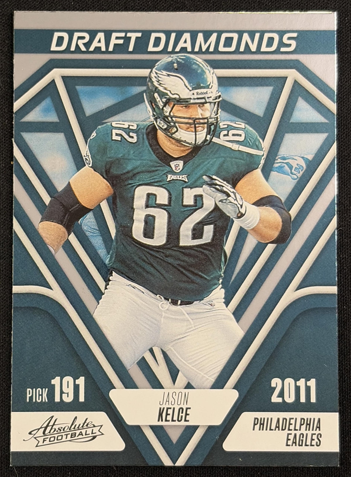 Front of Jason Kelce 2023 Panini Absolute Draft Diamonds Eagles sports trading card