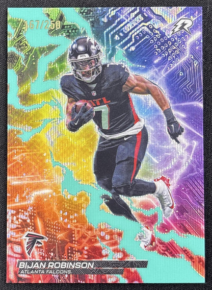 Bijan Robinson 2025 Topps Resurgence Circuit Breakers Aqua Surge Refractor /250 Falcons