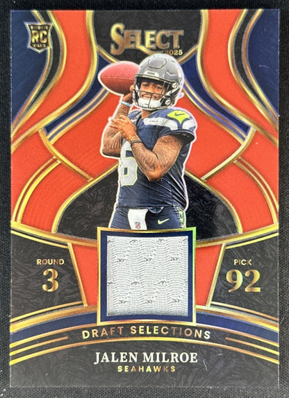 Jalen Milroe 2025 Panini Select Draft Selections Memorabilia Red Prizm Seahawks Default Title Sports Trading Cards