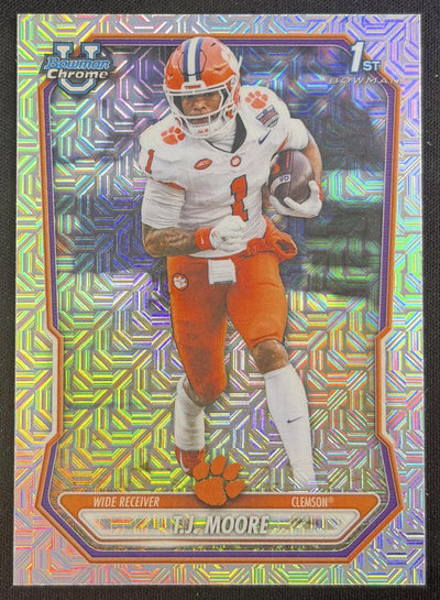 T.J. Moore 2026 Bowman Chrome Prospects Mojo Refractor Tigers Clemson Tigers Sports Trading Card