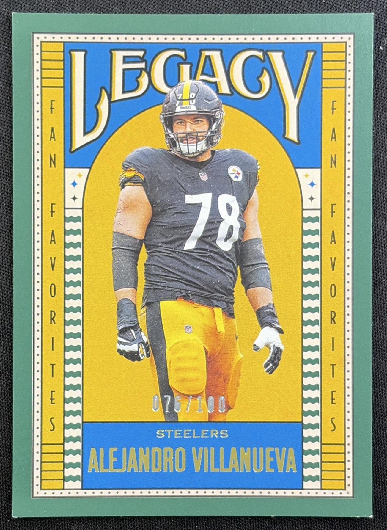 Alejandro Villanueva 2019 Panini Legacy Fan Favorites Green /100 Steelers