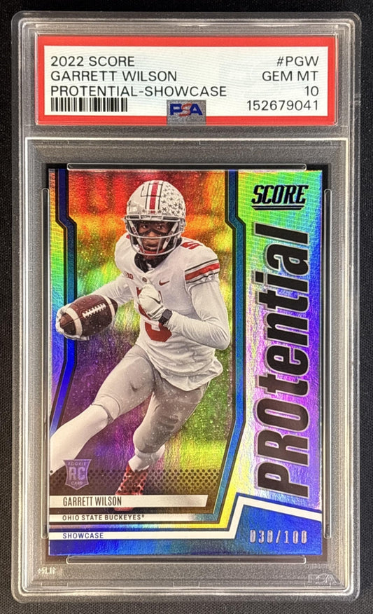 Garrett Wilson 2022 Panini Score PROtential Showcase /100 PSA 10 Buckeyes Football Cards